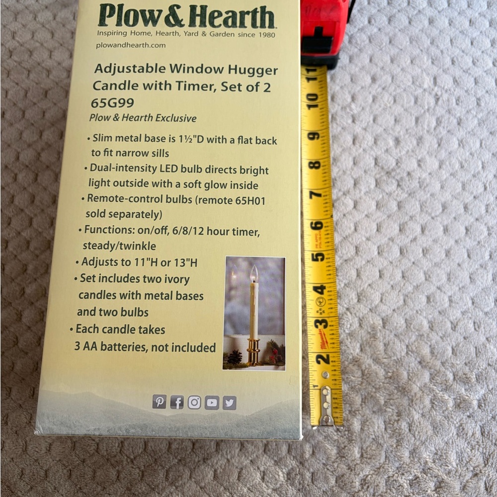 Plow & Hearth Adjustable Window Hugger Candle Set - Gold